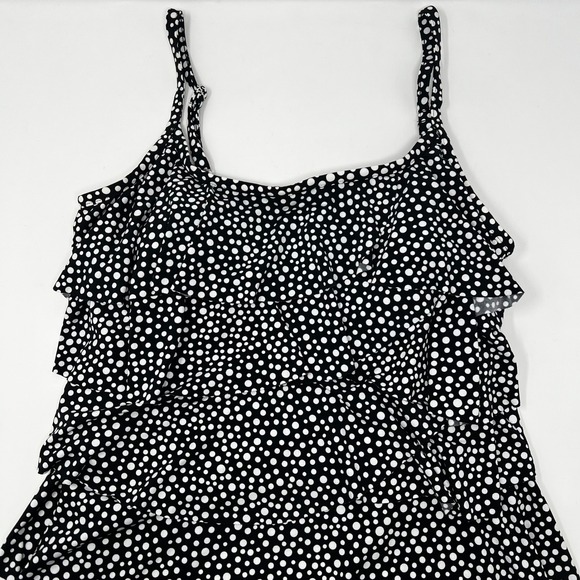 Miraclesuit Other - Miraclesuit Women Black White Polka Dot Tiered Ruffle Tankini Top Size 10
